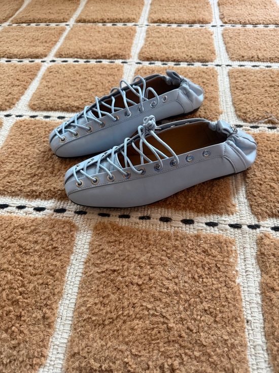 Ganni Shoes - Ganni Light Blue Lace-Up Ballerina Flats